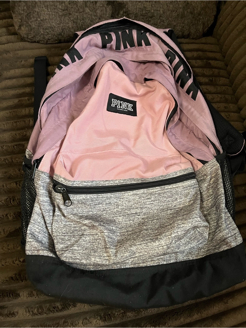 PINK Victoria's Secret Pink & Gray Logo Backpack